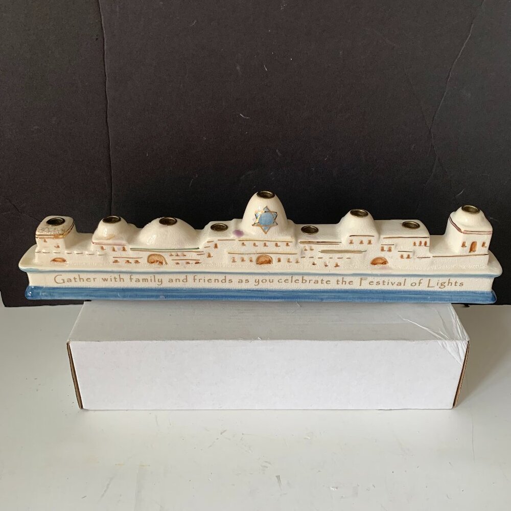 RUSS BERRIE AND CO Judaica CHANUKAH MENORAH  14 BY 3.25"